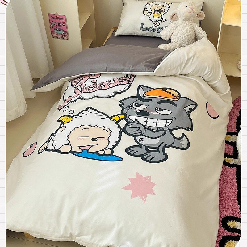 卡通全棉幼儿g园床单被罩三件套儿童托班宝宝单人学生宿舍床上用,床上用品,床品套件/四件套/多件套,淘宝优惠券,粉丝福利购,淘宝优惠卷
