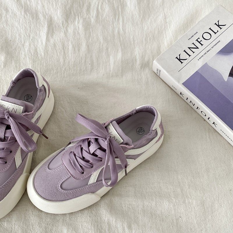 喜叔 夏季薄款紫色板鞋女2025新款透气帆布小白鞋U厚底休闲德训鞋,女鞋,休闲板鞋,淘宝优惠券,粉丝福利购,淘宝优惠卷