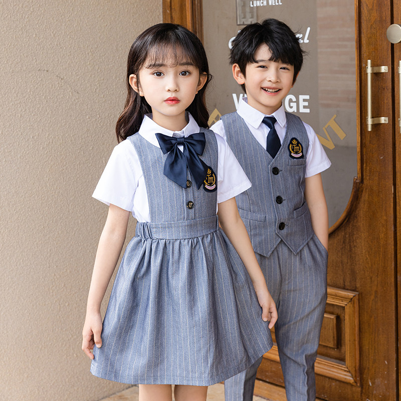 小学生校服夏季英伦m风三件套2021儿童套装班服幼儿园园服夏装定