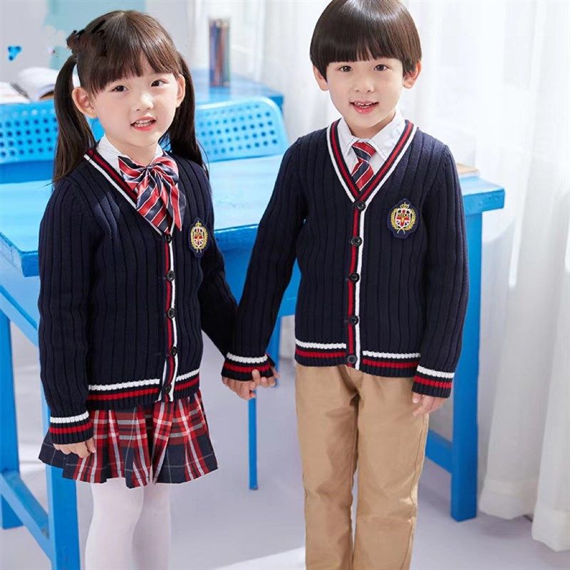 广西崇左小学生校服m秋冬毛衣三件套英伦风棉幼儿园园服小学生班