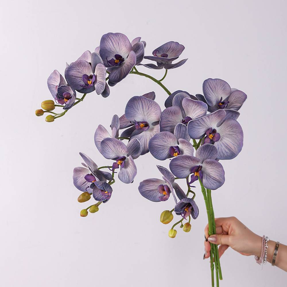 仿真硅胶棉7头蝴蝶兰欧式手感兰花婚庆花艺家居工程插花装饰花材