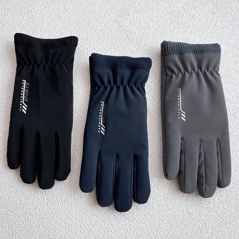 冬季男士户外保暖触屏手套内里加绒肤感面料骑行手套防寒运动手套