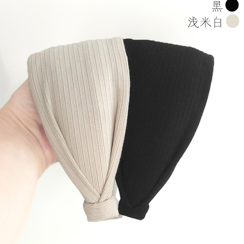 暮加宽薄款 莫兰迪色发箍 显脸小精致手作发卡黑色遮白发四季可戴