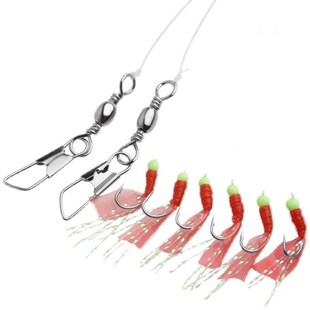 10包包邮68钩六顺夜光翘嘴串钩虾钩仿生仕挂钩红皮夜光串钩白条钩