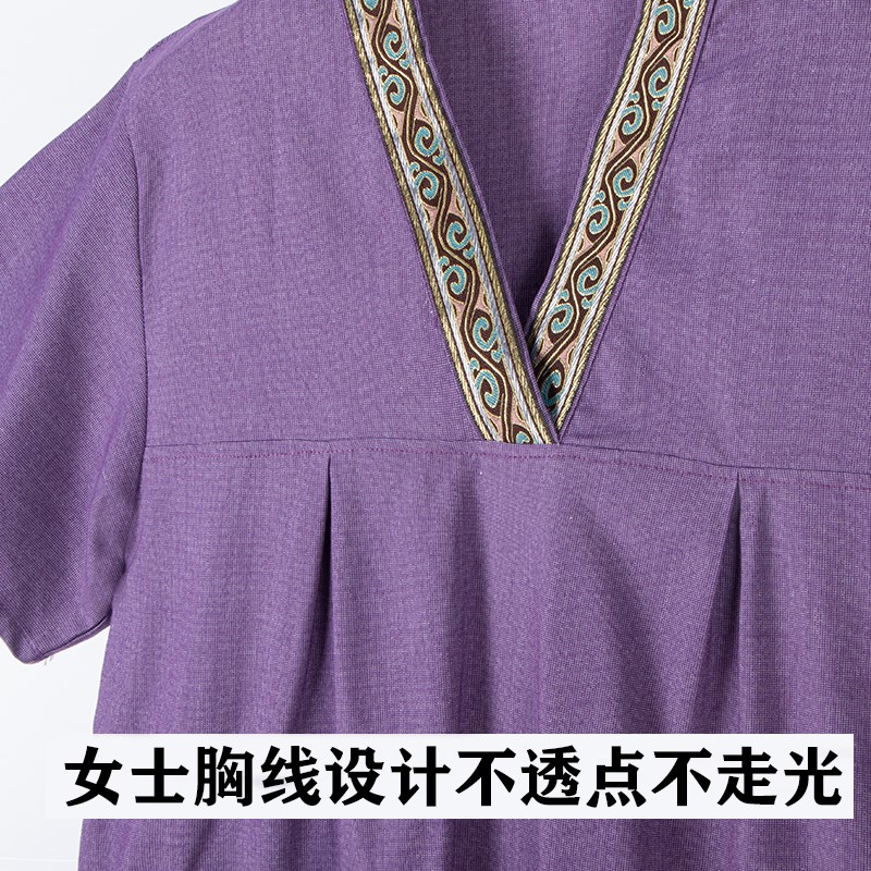 高品质汗蒸服苎麻女大码加肥男款洗浴服美容按摩足疗睡衣