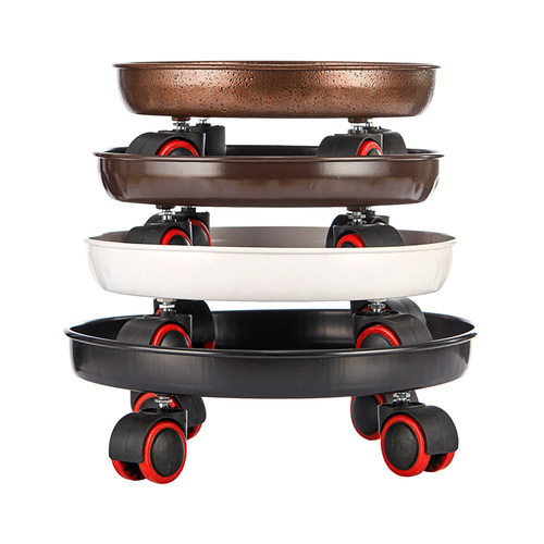 金属花盆托盘底座带轮圆形滚轮万向轮移动加厚花托盘花盆架垫底盘