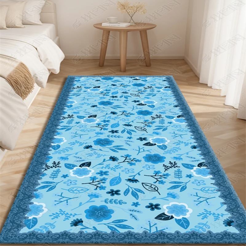 美式植物花卉地毯小碎花卧室床边毯满铺定制书房客厅飘窗阳台垫子