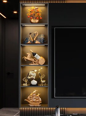 现代高档轻奢酒柜装饰品摆件客厅家居玻璃柜子办公室工艺品上档次