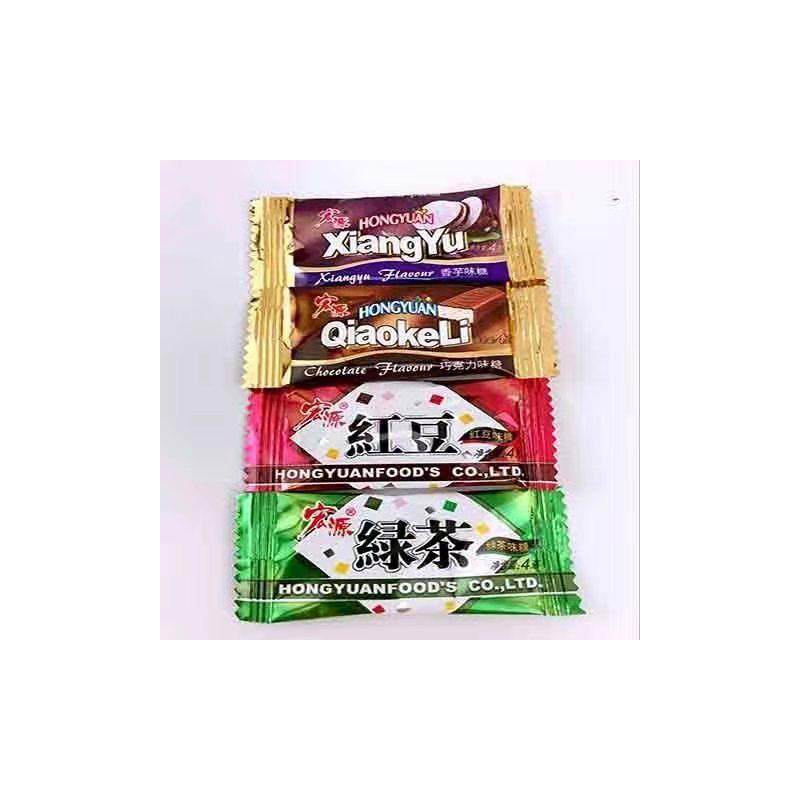 新货宏源奶糖40粒80粒绿茶味红豆味香芋味巧克力奶糖儿童节怀