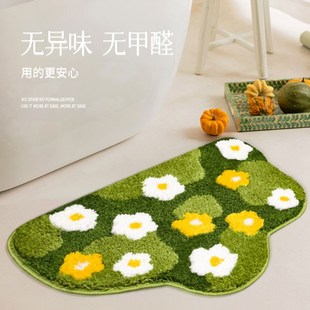 浴室进门脚垫洗手间门口吸水防滑苔藓可机洗家用卧室地毯毛绒垫子
