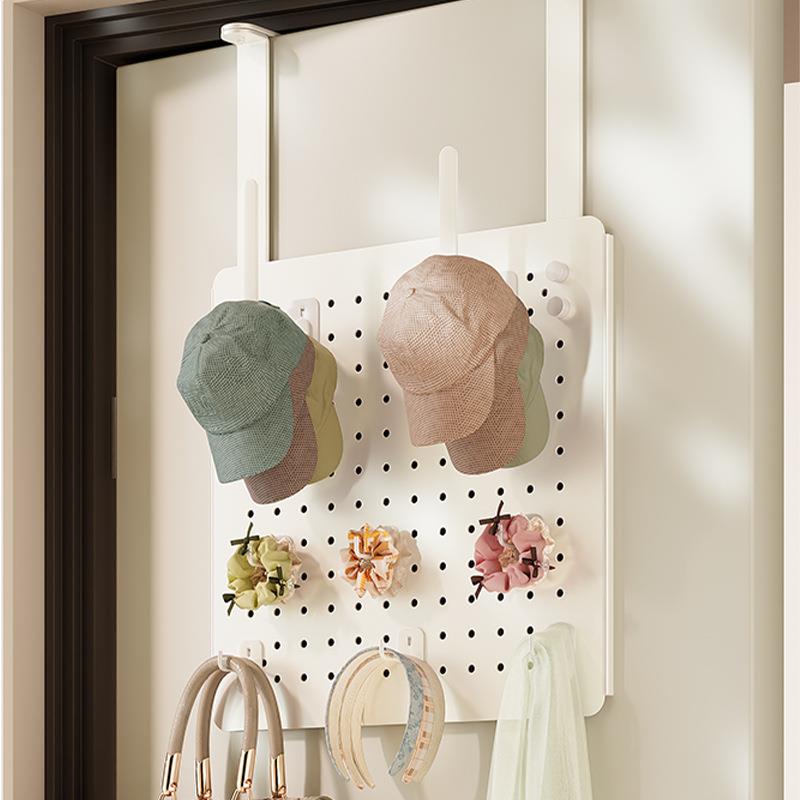 家用门后洞洞板收纳置物架卧室门上挂钩铁艺洞洞板配件组合收纳架