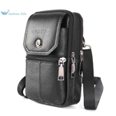 新款 牛皮手机包户外工地防水防尘手机套男多功能斜挎包穿皮带腰包