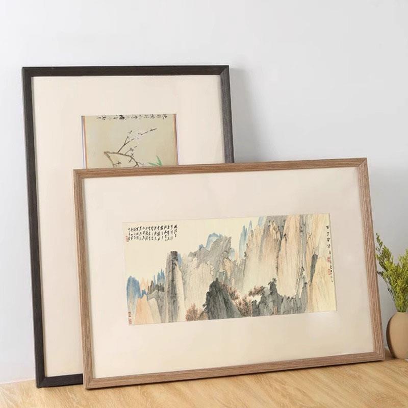 V45O实木质画框装裱大尺寸4K开8k挂墙相框拼图海报油画儿童外框架