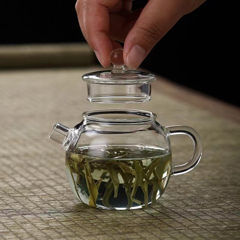 玻璃小壶小巨轮家用养生泡茶壶耐热玻璃带盖壶花茶绿茶壶中式精致