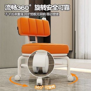 凳小椅子日式 万向轮小凳子家用滑轮靠背带娃神器换鞋 简约可旋转