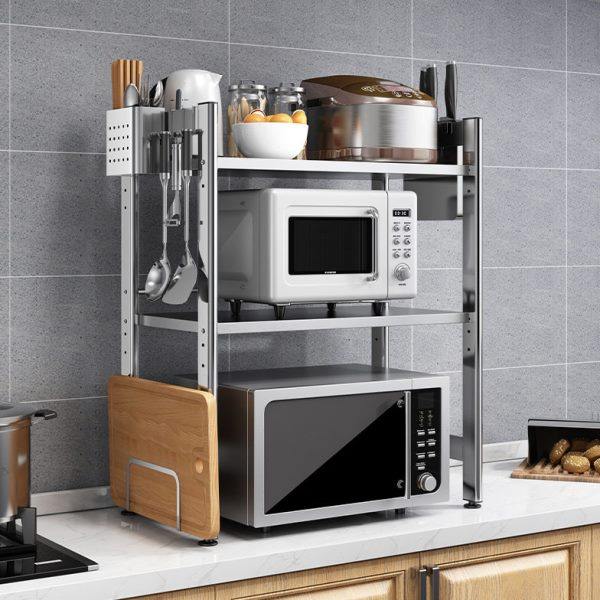 不锈钢厨房置物架微波炉架子家用双层台面电饭锅收纳烤箱收纳支架,厨房/烹饪用具,微波炉置物架,淘宝优惠券,粉丝福利购,淘宝优惠卷