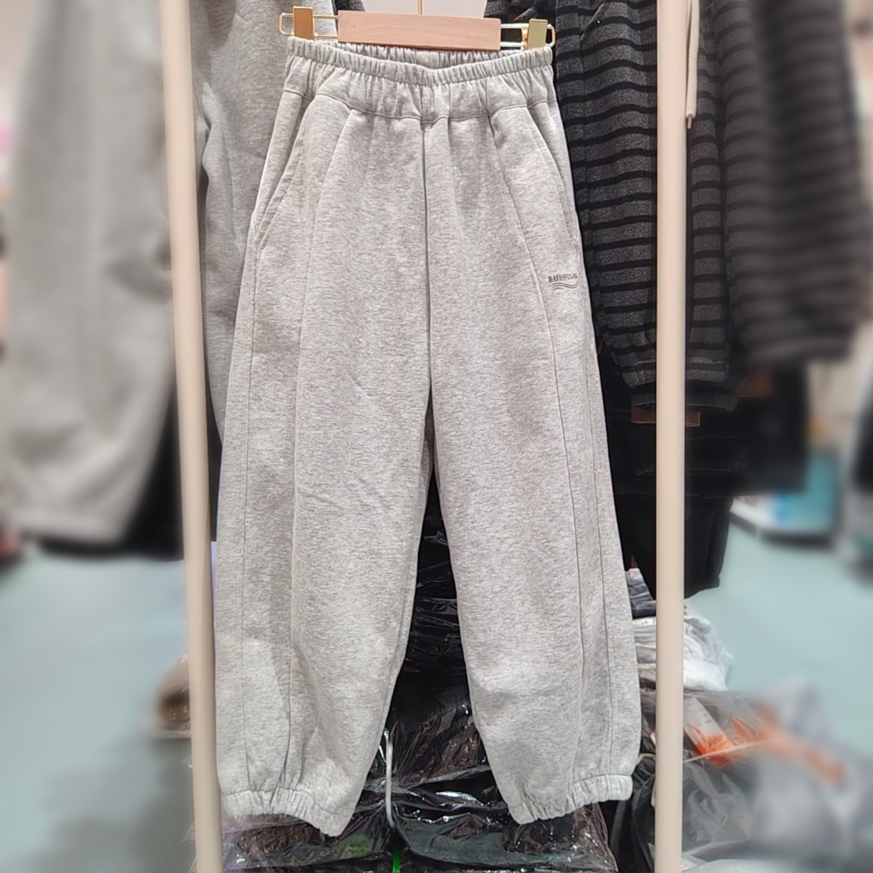 120-160码青少年儿童春秋纯棉休闲裤男女童宽松直筒长裤束脚裤