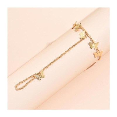 Creative Butterfly Link Chain Bracelet Connected FiVnger Rin