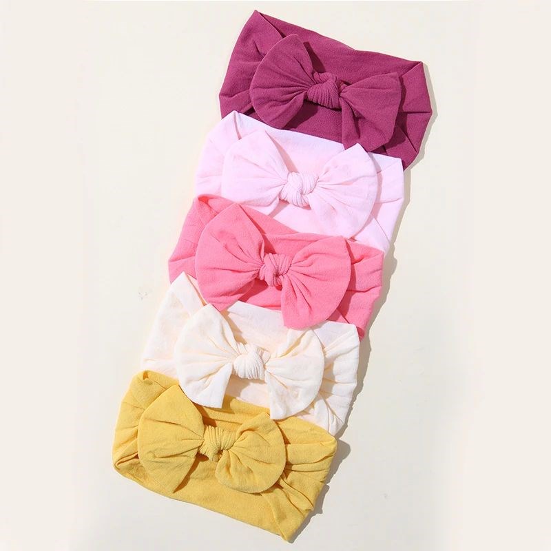 5Pcs Cute Bows Banby Headband Soft Elastic Baby Girl Hair Ba