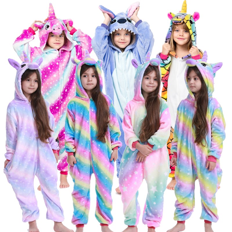 kids winter stich pajamas children panda dinosaurV sleepwear