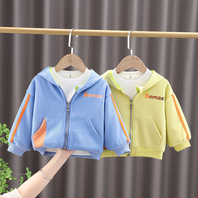 小男童外套春季新款洋气儿童休闲春秋帅气时髦宝宝夹克连帽上衣潮