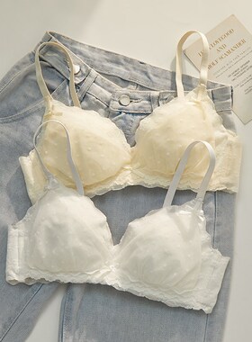 白色内衣女薄款大胸显小胸聚拢无钢圈大学高中生甜美少女文胸罩夏