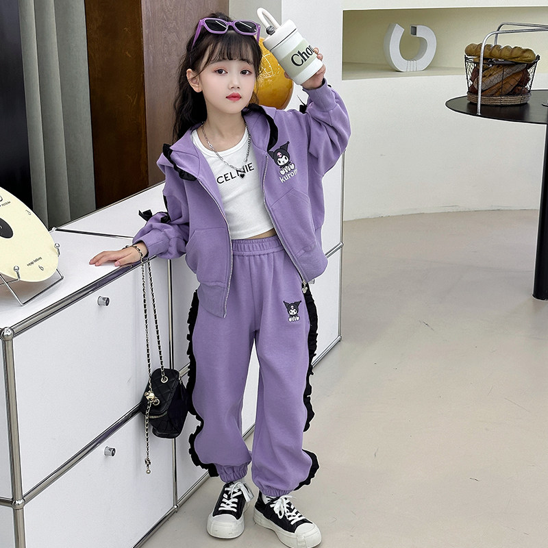 女童春秋套装网红儿童韩版库洛米衣服学院风休闲上衣裤子两件套潮