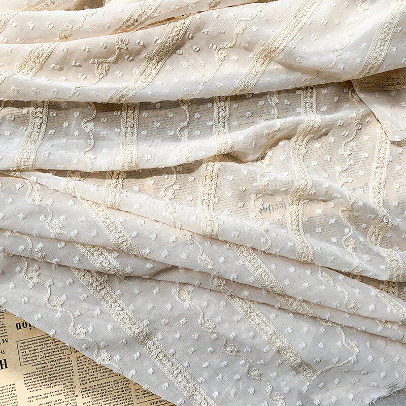 提花重工雪纺绣花布料高档衣服汉服裙J子衬衫手工面料防晒衫衬衫