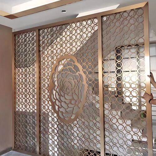 定制不锈钢屏风隔断浮o雕效果屏风 酒店屏风花格 金属隔断简约高