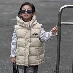 男童羽绒马甲2024新款保暖女童学生坎肩外穿背心儿童马夹外套韩版