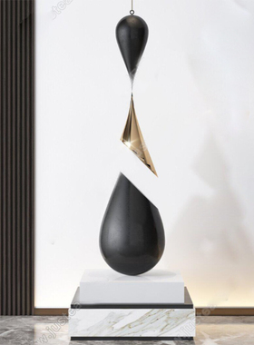金色水滴b装饰吊饰新中式现代简约风走廊玄关样板房雕塑艺术品摆