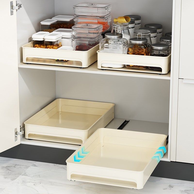 厨房抽屉式拉篮置物架导轨橱柜内收纳各种神器抽拉滑轨调味料深柜,收纳整理,整理架/置物架/收纳架,淘宝优惠券,粉丝福利购,淘宝优惠卷