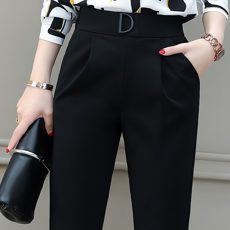 哈伦裤女秋冬2023新款高腰显瘦女裤加绒裤子休闲裤职业小脚西装裤