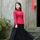 加厚中国风棉旗袍小袄复古民国中国风女装 女冬装 红色上衣唐装 中式
