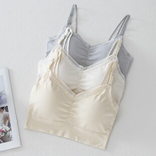 小胸显大固定杯内衣女加厚聚拢无钢圈美背文胸防走光一体背心吊带