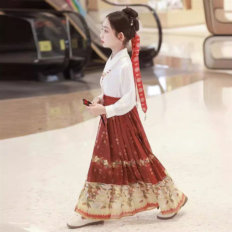 马面裙亲子装母女春款套装女童汉服2024儿童中国风小女孩古装春秋