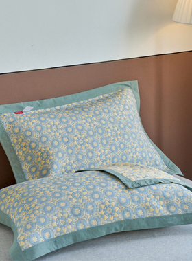 2024新款60支细纱全棉枕巾家用一对装三层纱夹棉枕巾55x8Z0cm亲肤