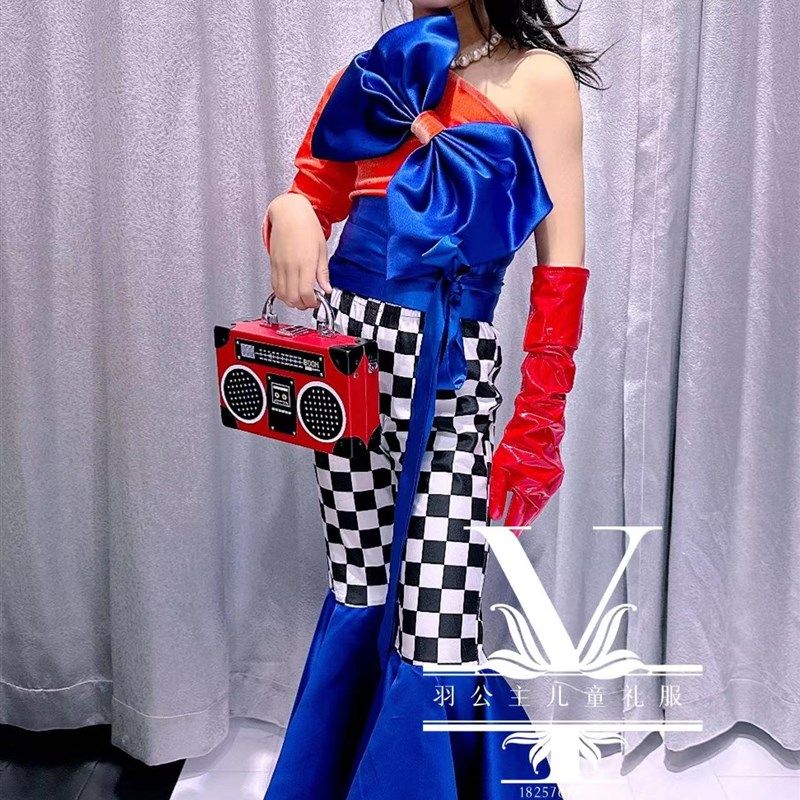 儿童走秀礼服女童个性夸张喇叭裤春秋夏季演出服车模卡摄影楼,童装/婴儿装/亲子装,儿童演出服,淘宝优惠券,粉丝福利购,淘宝优惠卷