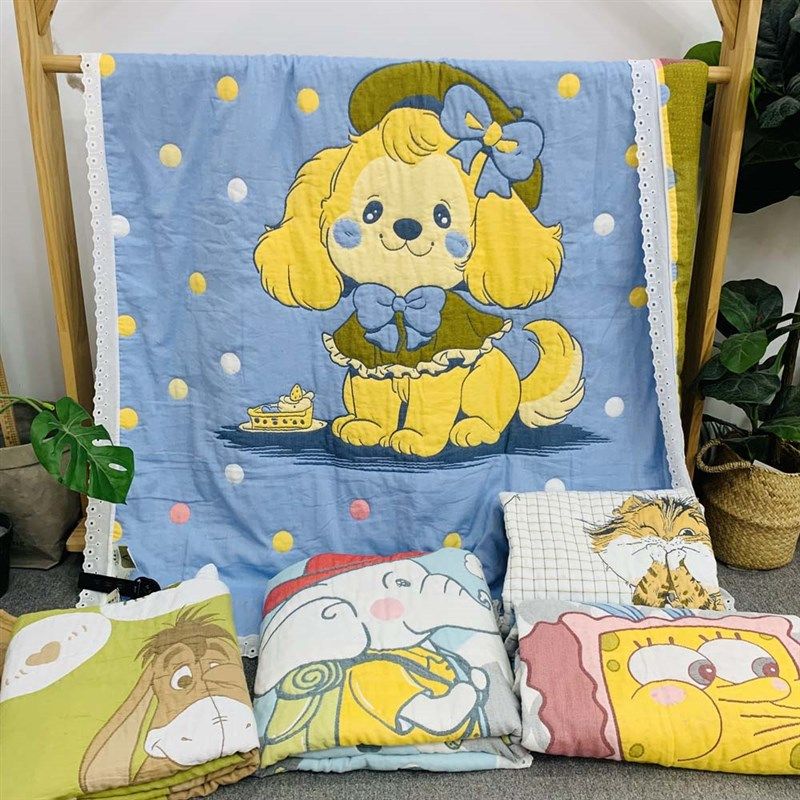 卡通纯棉纱布泡芙被新款单人毛巾被柔软透气儿童家用纯棉盖毯被子,床上用品,化纤被,淘宝优惠券,粉丝福利购,淘宝优惠卷
