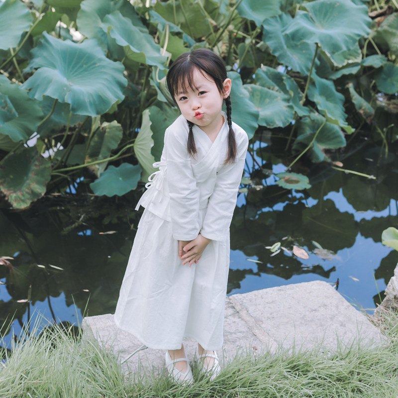 春秋季女童汉服套装中式襦裙纯棉夏季儿童中国风宝宝复古唐装禅服