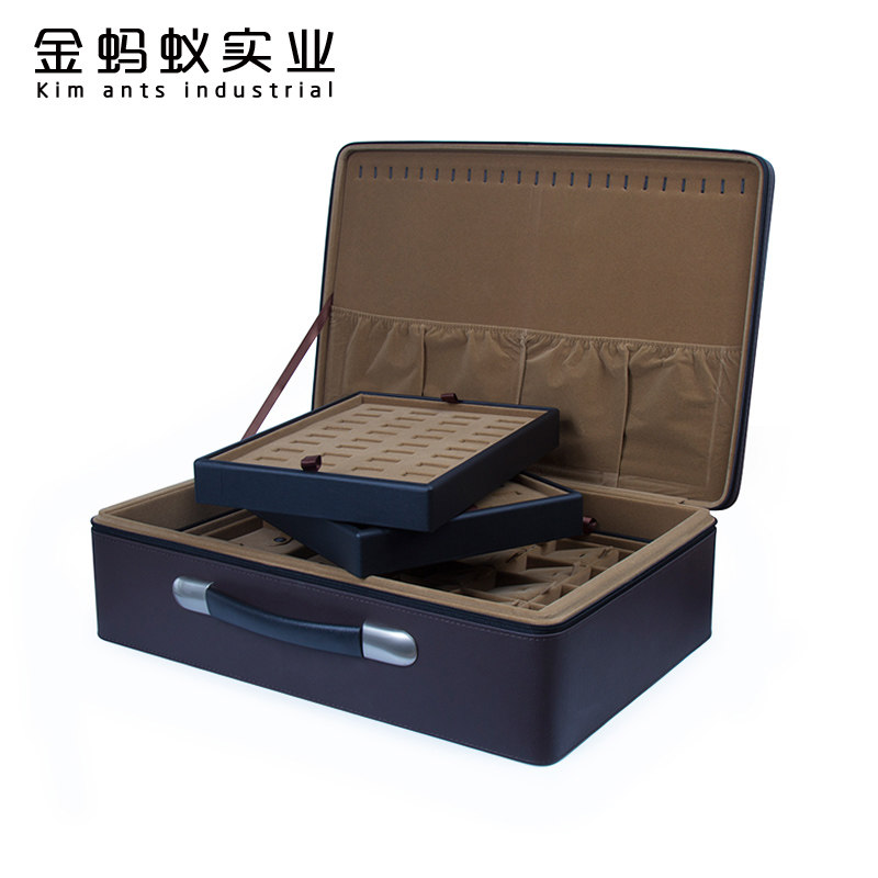 珠宝首饰托盘大珠宝箱子饰品收纳箱珠宝展便携式首饰箱展示收藏