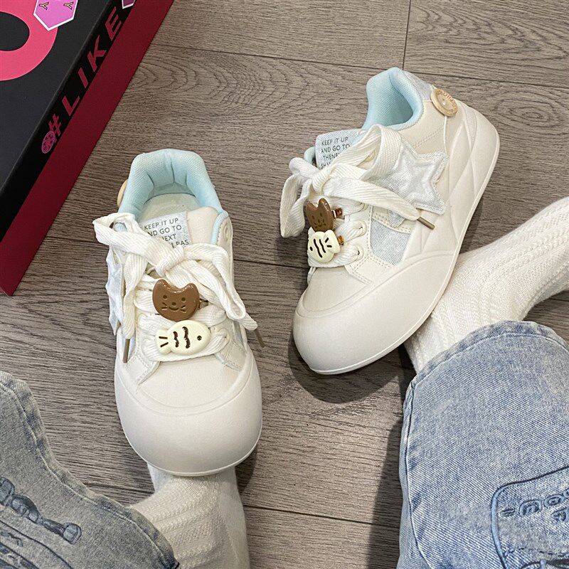 女童运动鞋圆头2025春季新款小白鞋儿童板鞋厚底大童鞋子女孩学生