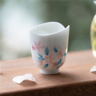 凌霄莉绮颜夕花口茶杯中式家用茶杯品茗杯单杯功夫茶具女生客杯