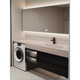 阳台洗衣机组合岩板可丽耐现代一体简约浴室柜R卫生间洗脸盆洗漱