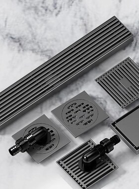 枪灰色304不锈钢防臭地w漏长条全铜芯下水道洗衣机淋浴隐形