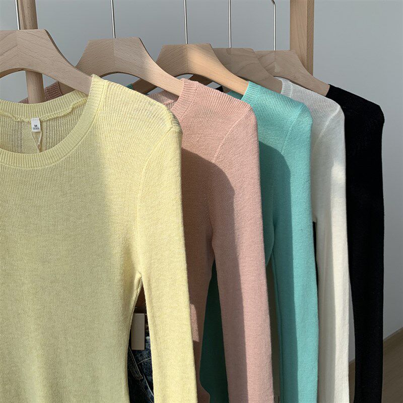 针织衫女2023秋新款女装高级感显瘦毛衣长袖薄款气质打底上衣