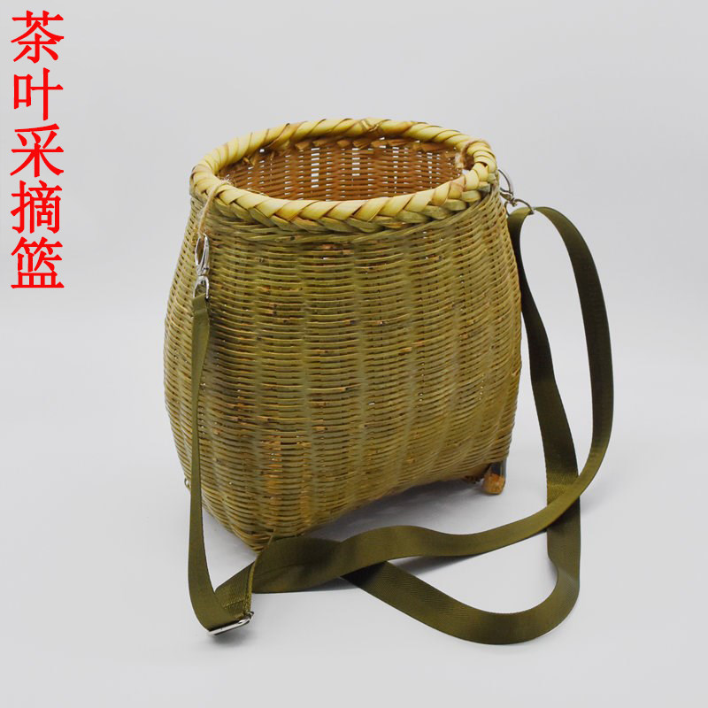 摘茶叶竹编背娄采篓神器的篮子背篓农I用采茶竹篓斜挎采摘篮腰篓