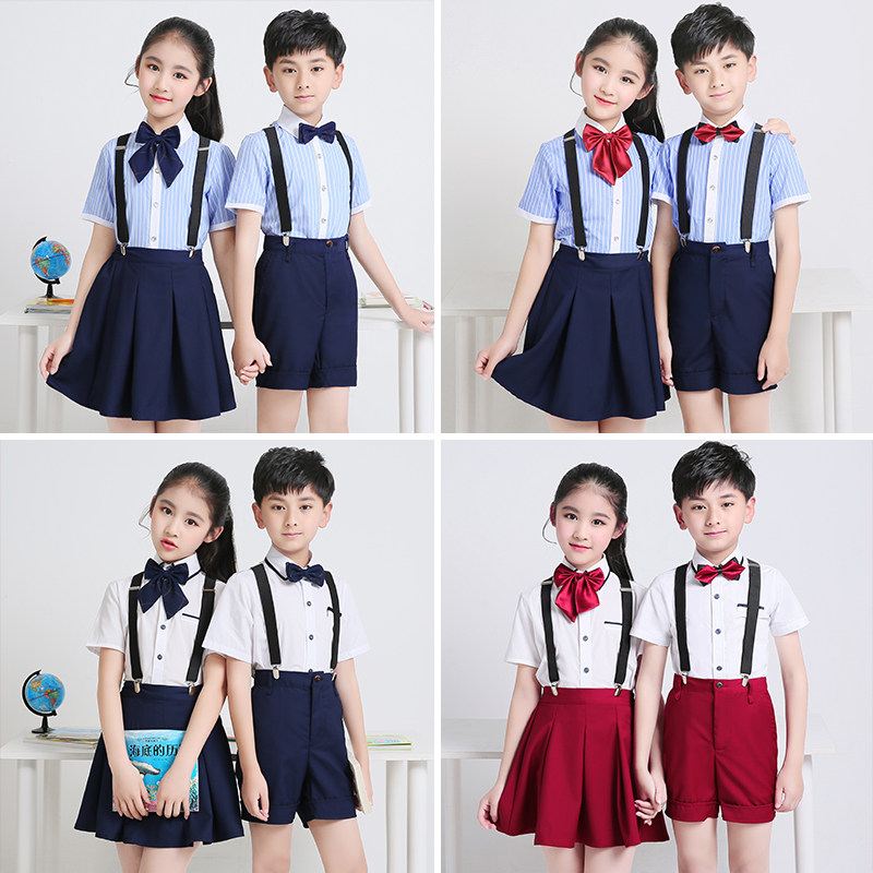 儿童合唱服演出服中小学生男女主持人背带裤套装大合唱团表演服装