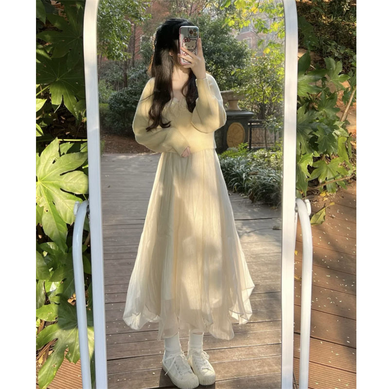 白色纱裙半身裙女仙女裙子气质超仙森系网纱裙显瘦春装小众春秋季