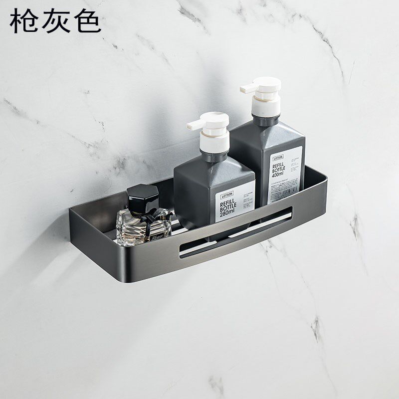 枪灰色不锈钢卫生间化妆品置物架角架 浴室壁挂收纳卫.浴五金挂件